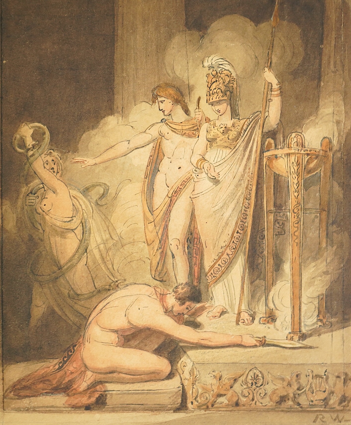 Richard Westall RA (British, 1765-1836), The Expiation of Orestes, ink and watercolour, 23 x 19cm